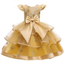 Big Bowknot Wedding Party Dress For Girls Christening Gown Formal Pageant Ruffle Tutu Dress girls Birthday  Children Clothes 2024 - buy cheap
