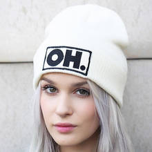 European Style Keep Warm Acrylic Fibres Unisex White Fashion Headgear Embroidery Cap Knitted New Gift Hat 1Pcs 2024 - buy cheap