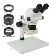 Microscopio Binocular para reparación de PCB de teléfono, lente de microscopio de laboratorio con Zoom estéreo de 6.5X-65X 3.25X-130X, lente auxiliar de 0.5x 2.0x 1X 2024 - compra barato