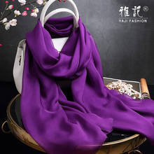 Cachecol feminino de seda 100% seda verdadeira, xales de seda natural sólida para mulheres, cachecol de chiffon natural roxo, foulard feminino 2024 - compre barato