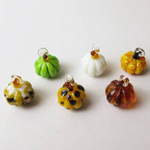Ornamentos de abóbora de vidro feitos à mão, 6 peças, pingente de halloween, decoração de casa em miniatura, acessórios de escultura de peruca 2024 - compre barato