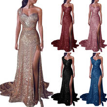 Elegant Red Off Shoulder Split Glitter Long Dress Women Sexy Party Club Shine Dress Floor Length Sequin Evening Chic Vestidos 2024 - buy cheap