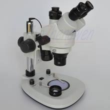 Microscópio trinocular simul-focal com luzes led duplas, aparelho de microscópio com trilho 7x-45x, 3.5x-90x 2024 - compre barato