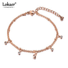 Lokaer-pulsera de doble capa de cristal CZ para mujer, brazalete de acero inoxidable, cadena con eslabones, estilo serpiente, Bohemia, joyería de playa de verano, B19024 2024 - compra barato