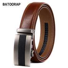BATOORAP-Cinturón de cuero para hombre, hebilla automática de Metal marrón, correa de pantalón de moda de 2021 cm de ancho, cinturón de trinquete de alta calidad, 3,5 2024 - compra barato
