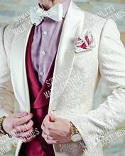 2020 New Fashion Champagne Paisley Men Suit Groom Tuxedos Groomsmen Best Man Prom Blazer Mens Wedding Suits (Jacket+Pants+Vest) 2024 - buy cheap