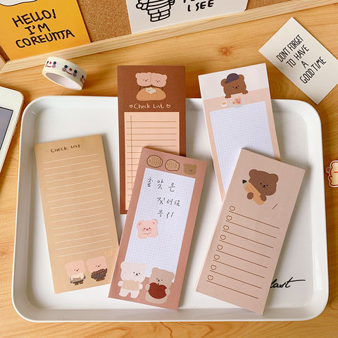 50 Sheets Kawaii Korean Biscuits Bear Memo Pad Message Notes Decorative Notepad Note Check List Memo Stationery Office Supplies 2022 - buy cheap