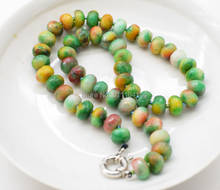 Зеленая яшма roundel ожерелье из ограненных камней 19 дюймов FPPJ оптовая продажа бусины природа для женщин подарок свадьба 2024 - купить недорого