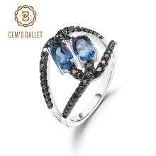 GEM'S балетные 925 пробы, серебряное кольцо с разрезом, вихревые кольца для женщин, 1.14Ct, натуральный Лондон, голубой топаз, камень, кольцо, хорошее ювелирное изделие 2024 - купить недорого