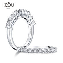 IOGOU-Anillo de boda clásico de diamante de moissanita para mujer, sortija de media banda, Plata de Ley 2,8 100%, Color D Real, 925mm 2024 - compra barato