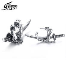 EyeYoYo-pendientes de tuerca de espada samurái para hombre, acero inoxidable, Vintage, Katana, Piercing para oreja, joyería Punk, regalos de moda 2024 - compra barato