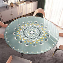 Cubierta de mesa redonda para comedor, tapete protector de escritorio, tela suave, estilo étnico europeo, se envía en rollo 2024 - compra barato