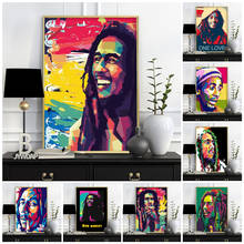 Cuadro de arte de pared moderno, carteles e impresiones de la banda de Bob Marley, cantante de música, estrella, pintura en lienzo para dormitorio, sala de estar, decoración del hogar 2024 - compra barato