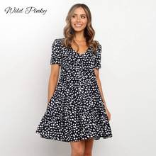 WildPinky New Women Summer Dress 2022 Casual Short Sleeve Loose Print Sundress Robe Boho Beach Dress V-neck Mini Dress Vestidos 2024 - buy cheap