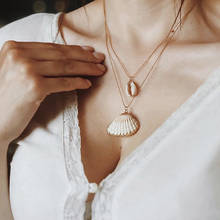 2 Pcs/Set Fashion Shell Scallop Necklaces Set Women Chain Gold Pendant Long Necklace Exquisite Lady Beach Jewelry Gift 2024 - buy cheap