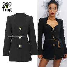 Tingfly Designer Runway Super Mini Dress Sweetheart Neckline Button Black Party Night Dresses with Belt Sexy Dark Elbise 2024 - buy cheap