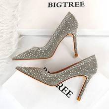 Rhinestone Heels Red Extreme High Heels Pointed Toe Heels Dress Shoes Womens Black Pumps Evening Shoes Tacones Altos Mujer Sexy 2024 - buy cheap