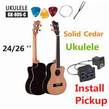 Ukulele Cedar Rosewood Top Solid Concert Tenor 24 26 Inches Cutaway Pick Up Guitar Mini 4 Strings Ukelele Guitarra Closed knob 2024 - buy cheap