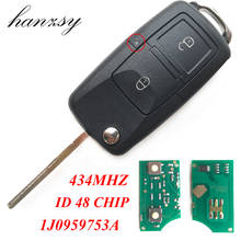 2 Buttons 434MHz Car Remote Key For VW VOLKSWAGEN Polo Golf Beetle Passat Lupo Bora Flip Folding key with ID48 Chip 1J0959753A 2024 - buy cheap