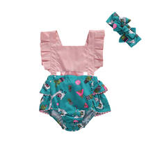 0-24M Newborn Infant Baby Girls Ruffles Romper Cartoon Flamingo Alpaca Jumpsuit Summer Baby Girl Clothes Costumes 2024 - buy cheap