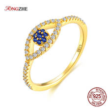 TONGZHE 925 Sterling Silver Gold Lucky Evil Eye Female Ring for Women Clear CZ Finger Rings Authentic Silver Jewelry Wedding 2024 - buy cheap