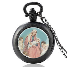 Reloj de bolsillo de cuarzo para hombre y mujer, pulsera con colgante de alta calidad, con diseño de gran Madre, color negro, Vintage, regalo 2024 - compra barato