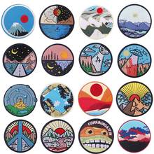 Nature Adventure/Outdoor Travel Iron on Patches For Clothes Patch Fusible For Vetement Cloth Accessories Applique Decor Round 2024 - buy cheap