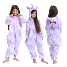 Зимние мягкие пижамы кигуруми для мальчиков, пижама с единорогом, вечерние детские костюмы, одежда для сна с капюшоном и изображением панды, животных, для 8, 10, 12, 14, 16 лет 2024 - купить недорого