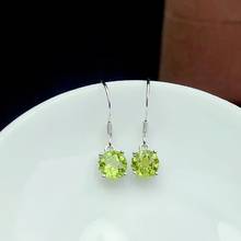 CoLife-pendientes de gota de piedras preciosas de plata, pendientes de peridoto Natural de 6mm, gota de oreja de peridoto de plata 925 para uso diario 2024 - compra barato