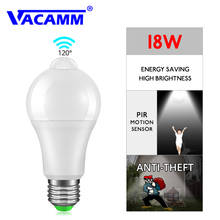 Vacamm-luces LED nocturnas E27 B22, lámpara infrarrojo IR con Sensor de movimiento, iluminación de emergencia para escaleras y pasillo, 12W y 18W 2024 - compra barato