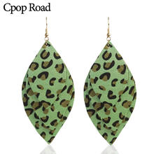 Cpop Three Layers Trendy PU Leather Earrings for Women New Statement Dangle Leaf Earrings Fashion Jewelry Accessories Gifts 2019 2024 - buy cheap