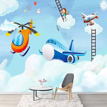 Milofi-papel tapiz 3D personalizado, mural moderno de avión de dibujos animados, Fondo de pared para habitación de niños, sala de estar, dormitorio, decoración, pintura 2024 - compra barato
