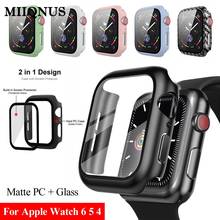 Full Cover Matte PC Case With Tempered Glass Screen Protector Anti-Scratch Case for Apple Watch Series 6 5 4 iWatch 40mm 44mm 2024 - buy cheap