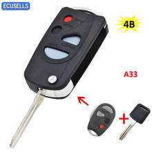 Складной чехол для ключей с 4 кнопками и откидной крышкой, умный корпус для ключей от автомобиля, чехол-брелок для Nissan Maxima Sentra Cefiro A33, неограненное лезвие 2024 - купить недорого