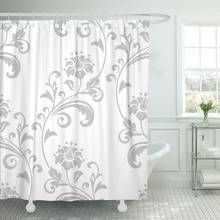 Gray Damask Floral Pattern Royal Grey Flowers on Graphic Shower Curtain Waterproof Polyester Fabric 72 x 78 Inches Set with Hook 2024 - buy cheap