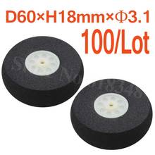 100pcs/Lot  60mm Light Foam Tail Wheels Thickness:18mm Axle hole: 3.1mm  RC Remote control Plane Parts Replacement 2024 - buy cheap