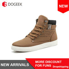 DOGEEK 2019 Hot Men Shoes Fashion Warm Fur Winter Men Boots Autumn Leather Footwear For Man New High Top Canvas Casual Shoes Men 2024 - buy cheap
