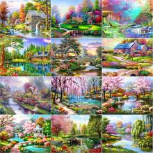 RUOPOTY 5D DIY Full Square Round Diamond Painting House Diamond Embroidery Landscape Mosaic Flower Rhinestones Art 2024 - buy cheap