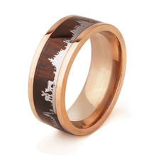 Stainless steel wood grain ring 8MM men's titanium steel hand ornament Christmas tree elk jewelry Christmas ring foreign trade 2024 - buy cheap