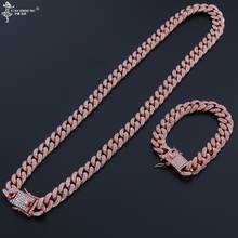 Hip Hop 13mm Rose Gold Cuban Link Chain For Men Iced Out Bling Rhinestone Chaine Homme Fashion Jewelry Wholesale 2024 - buy cheap