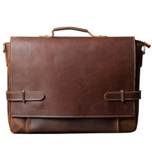 Retro Cowhide Leather Bag Men Handbag 14 Inch Laptop Briefcase Men's Shoulder Messenger Bag Male Schoolbag Travel Bag Original 2024 - buy cheap
