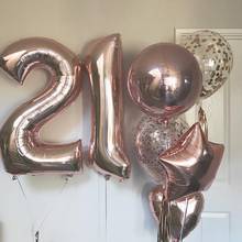 2pcs 40 inch Rose Gold Number 21 Foil Balloons Adult 21th Birthday Party Anniversary Digit Helium Balaos Decoration Globos 2024 - buy cheap