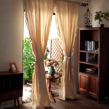Natural Linen Retro Curtains Vintage Semi Blackout Rural lotus leaf Finished Cortinas for Living Room Bedroom Hotel Cafe 2024 - buy cheap