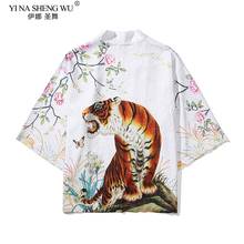 Yukata-Kimono de estilo japonés para hombre y mujer, Rebeca de tigre de Anime, camisa de Cosplay Harajuku, ropa de calle Yukata, bata tradicional blanca, Tops 2024 - compra barato