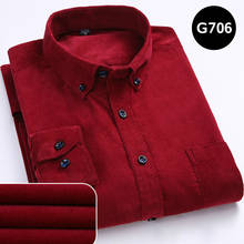 Autumn Red Plush Boys Shirts Long Sleeve Male Burgundy Thick Social Corduroy Shirt Men Thermal Shirt Casual Warm Plus Size Tops 2024 - buy cheap