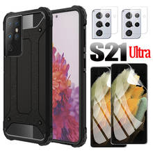 à prova de choque armadura capa para samsung s21 ultra protetor de tela filme hidrogel Galaxy S21 Ultra S 21 Ultra silicone pára capa dura 2024 - compre barato