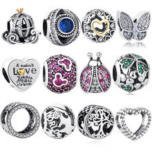 BELAWANG 925 Sterling Silver Beads Crystal Love Heart Butterfly Charms Fit Original  Bracelet Bangle DIY Jewelry 2024 - buy cheap