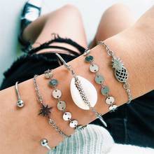 6 Pcs/Set Women Charm Bracelets Shell Pineapple Round Stars Bohemian Fashion Beach Bracelet Party Jewelry Accessories 2024 - buy cheap