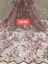 High-quality French tulle lace, exquisite sequin large flower embroidery, fashionable dress design fabric 2024 - buy cheap