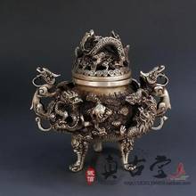 Exquisite antique white copper carving hollowed out nine dragon home furnishing decoration incense burner decoration 2024 - buy cheap